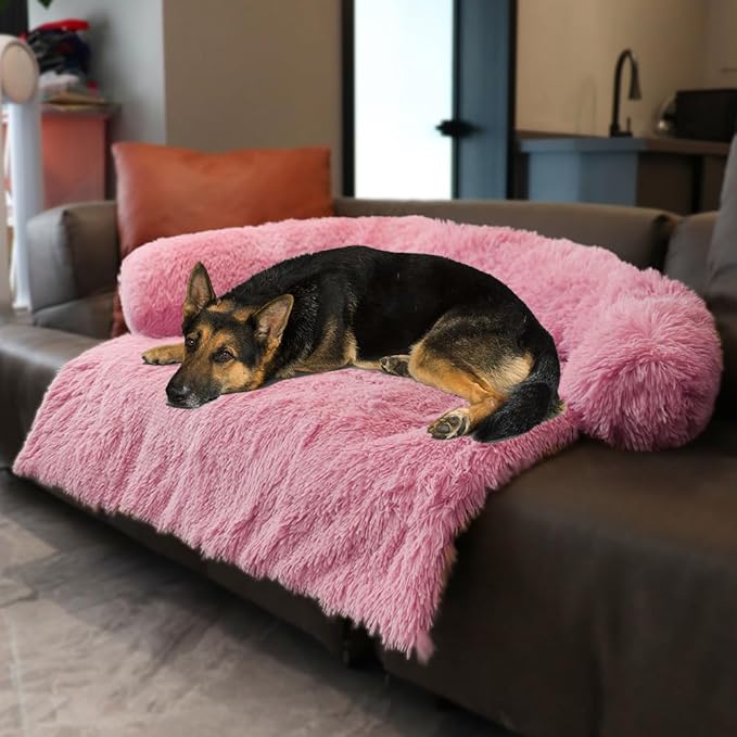 Dogs/Cats Bed Mats, Couch Cover for Dogs, Sofa Style Luxurious Mat for Pets, Waterproof Lining and Nonskid Bottom Perfect on Dog Crate, Cat Cage or in The Car. (Pink, XXLPlus)