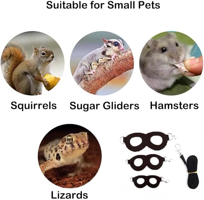3+1 Sugar Gliders Harness Leash Set with Carrier Carry Carrying Bag Pounch Training Walking Gear Traction Rope Strap Small Animal Leash for Hamster Lizards Dragon Squirrels Rats