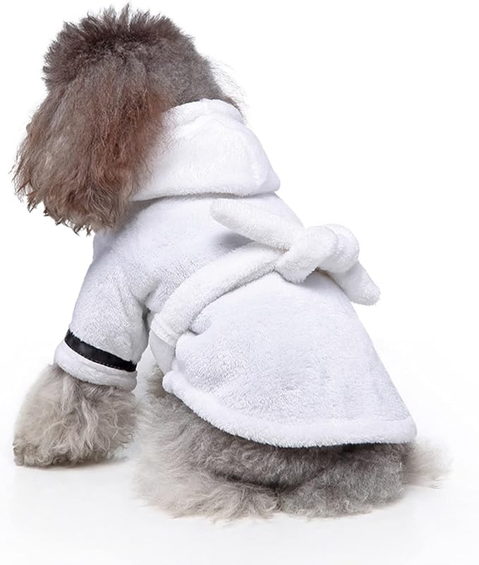 Petyoung Pet Bathrobe Dog Pajama Thickened Hooded Bathrobe Quick Drying and Super Absorbent Dog Bath Towel Soft Pet Nightwear for Puppy Small Dogs Cats