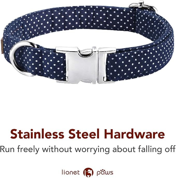Lionet Paws Boy Dog Collar with Bowtie, Comfortable Adjustable Cute Navy Blue Bow Tie Collar for Male Dogs Gift, Small, Neck 10-16 inches