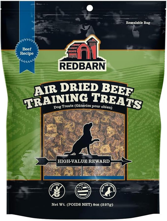 Redbarn Pet Products All-Natural Air Dried Beef Training Treats for Puppies & Dogs – Grain-Free Single Protein Rewards Made in USA for Small, Medium, & Large Breeds - 8 oz Resealable Bag