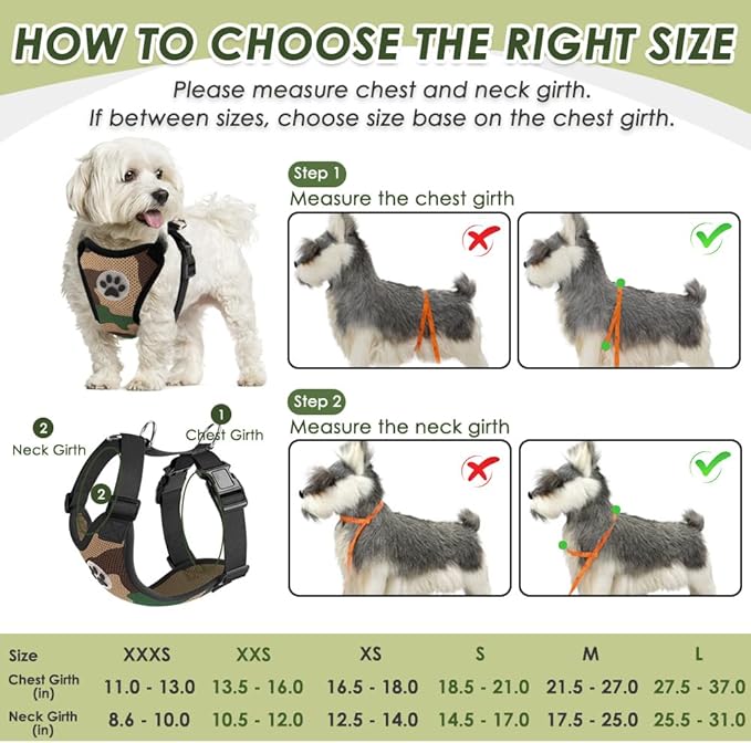 SlowTon Dog Seat Belt Harness for Car, Dog Car Harness Adjustable Mesh Breathable & Dog Seatbelt Safety Tether with Elastic Bungee for Small Medium Large Pets(Camouflage, Double Clip, M)
