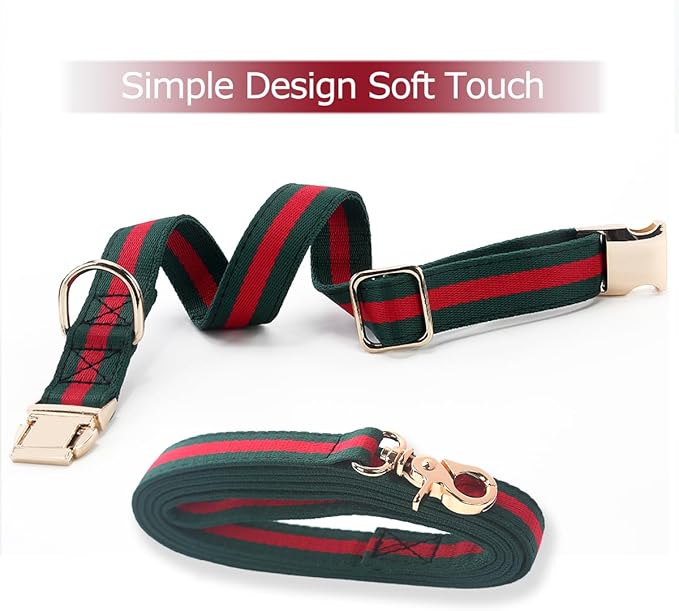 Stylish and Elegant Dog Collar,Adjustable Metal Belt Buckle, Durable High Density Fabric for Comfortable Pet Dog Collar and Dog Leash Set Packing for Medium Dogs