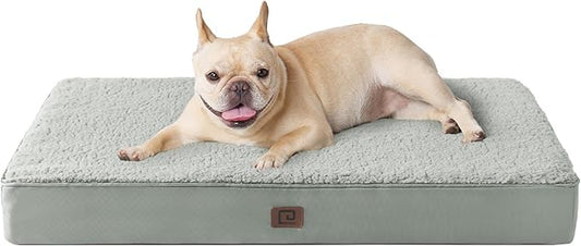 EHEYCIGA Orthopedic Medium Dog Beds for Small Dogs with Removable Washable Cover for Crate, Greyish Green, 30x20