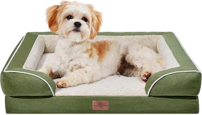 Comfort Expression Small Dog Beds Waterproof Orthopedic Foam Dog Sofa Beds for Small Dogs Comfy Pet Bed with Washable Removable Cover & Non-Slip Bottom(X-Small,Light Green)