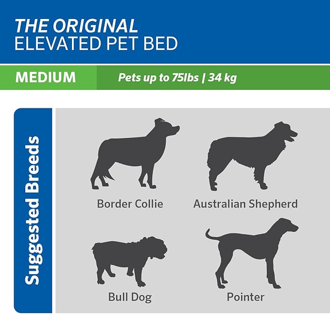 Coolaroo The Original Cooling Elevated Dog Bed, Indoor and Outdoor, Medium, Gunmetal