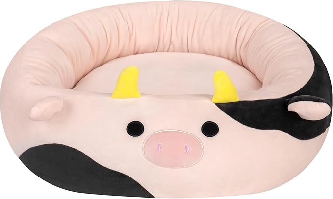 Squishmallows Original 24-Inch Connor The Cow Pet Bed - Medium-Sized Ultrasoft Official Jazwares Plush Pet Bed