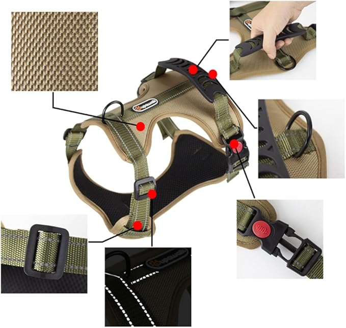 XL Tactical Dog Harness No Pull Adjustable Puppy Vest Collar for Large Dogs, Heavy Duty Oxford Training Harnesses with Handle, Medium and Small Size Reflective Pet Collars for Walking, Running