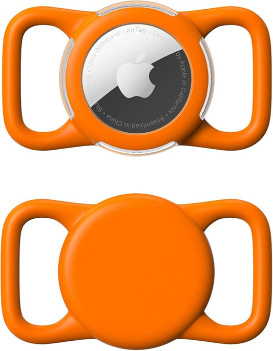 Waterproof Airtag Holder for Dog Collar, Soft Full-Body Protective Airtag Holder for Dog & Cat Collars, Ultra-Durable, Easy Installation, Lightweight Clear Airtag Case (Orange, Regular)