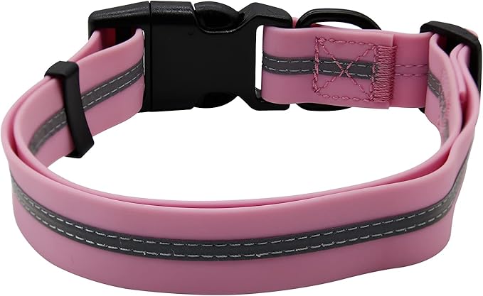 NIMBLE Dog Collar Waterproof Pet Collars Anti-Odor Durable Adjustable PVC & Polyester Soft with Reflective Cloth Stripe Basic Dog Collars S/M/L Sizes (Large (15.35”-24.8”inches), Lavender)