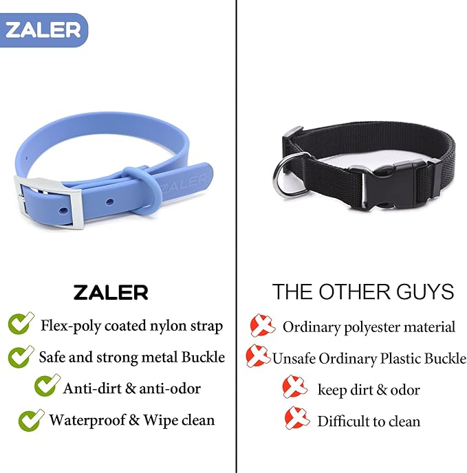 ZALER Waterproof Dog Collar, Adjustable Odor Proof Dog Collars Easy to Clean, Soft Comfortable Pet Collars for Large, Medium Small Dogs (Moonstone Blue, S(Length:8.6''-12.6''; Width:0.75''))