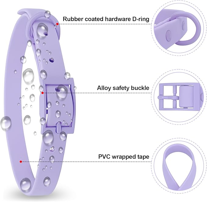 Waterproof Dog Collar with Coated Metal Buckle, Soft and Easy to Clean Soft Rubber Dog Collar, Adjustable Pet Collars for Small Medium Large Dogs