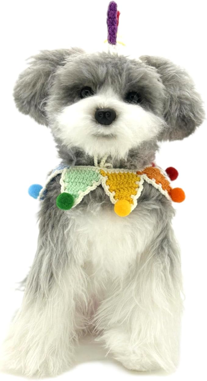 Cat Costume,Unicorn Handmade Knitted Dog Costume,Rainbow Dog Outfit,Cat Birthday Clothes(Rainbow2)