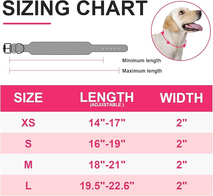 Epesiri Adjustable Wide Spiked Dog Collar, Mushroom Rivet PU Leather Cat Dog Collars, Durable Spike Studded Pet Collar for Small Medium Large Breed, PitBull Mastiff Bulldog Pugs Husky Rottweiler, Pink