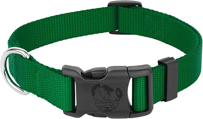 Country Brook Petz - American-Made Dog Collar for Large, Medium, and Small Dogs and Puppies - Deluxe Heavy Duty Nylon in 33 Dazzling Colors (Extra Large, 1 Inch Wide, Chritmas Green)