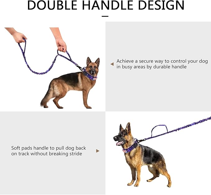 DAGANXI Tactical Dog Collar, Adjustable Military Training Nylon Dog Collar with Control Handle and Heavy Metal Buckle for Medium and Large Dogs, with Patches and Airtags Case (M, Purple Sky-Set)