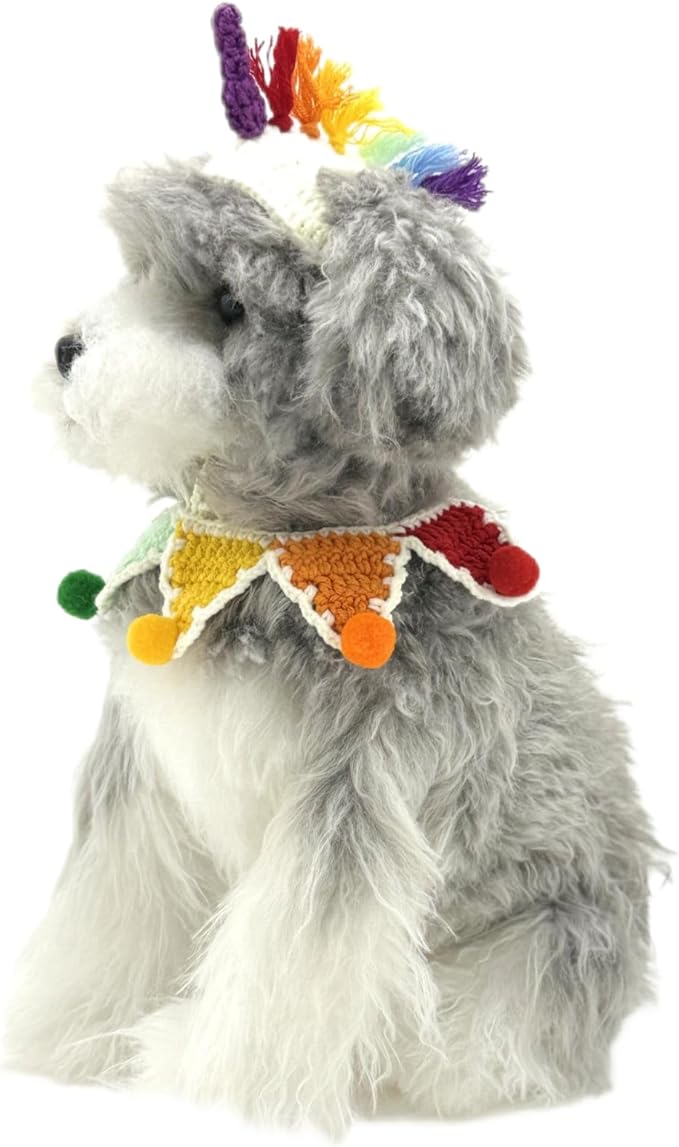 Cat Costume,Unicorn Handmade Knitted Dog Costume,Rainbow Dog Outfit,Cat Birthday Clothes(Rainbow2)