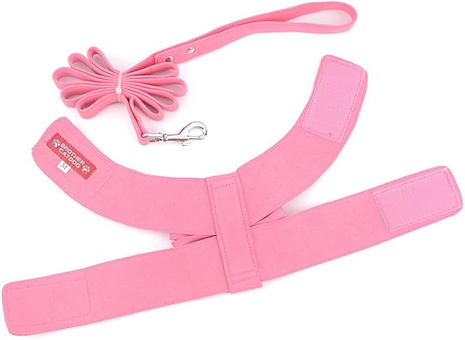 SELMAI Small Pet Dog Cat Bling Rhinestone Harness and Leash Set Bow Girls Soft Ultra Suede Leather, Adjustable/No Pull