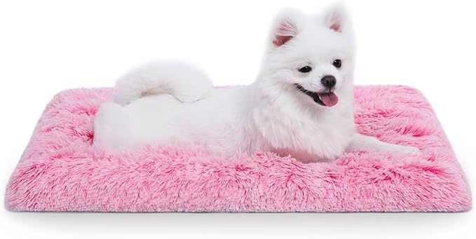 Vonabem Medium Dog Bed Crate Pad, Washable Pink Dog Beds for Medium Small Dogs, Plush Soft Puppy Beds Cute,Dog Mats for Sleeping Anti-Slip, Kennel Pad 30inch