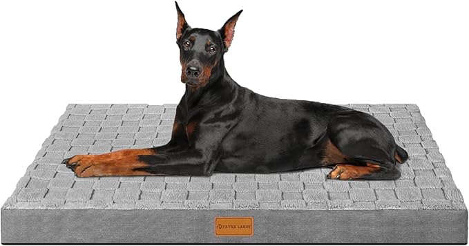 Patas Lague Orthopedic Jumbo Dog Bed for Extra Large Dogs 56''X40'', Waterproof Soft Warm Comfortable Egg Crate Foam Jumbo Pet Beds Mat with Removable Washable Cover and Nonskid Bottom, Grey