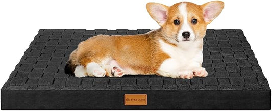 Patas Lague Orthopedic Dog Bed for Small Dogs, Waterproof Soft Warm Comfortable Egg Crate Foam Small Pet Beds Mat with Removable Washable Cover and Nonskid Bottom, 20''X15'' Black