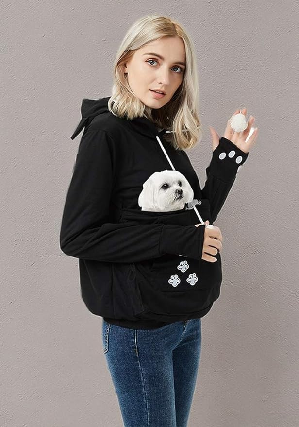 Unisex Pet Carrier Hoodie Cat Dog Pouch Holder Sweatshirt Shirt Top