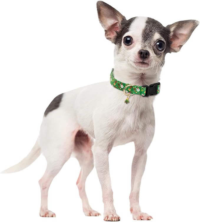 Green Christmas Dog Collar for Small Medium Large Dogs Special Design Cute Green Christmas Dog Collar for Girl Boy Dogs Soft Adjustable Christmas Trees Charm Puppy Collars for Male Dogs S