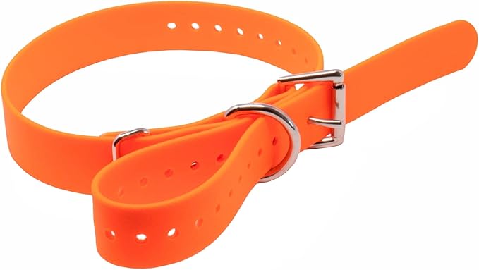 Educator Biothane Dog Collar, Waterproof, Odorproof, Metal Buckle and D Ring, Adjustable for Custom Fit, Cool and Comfortable, for Small, Medium, or Large Dogs, 1-Inch, Orange