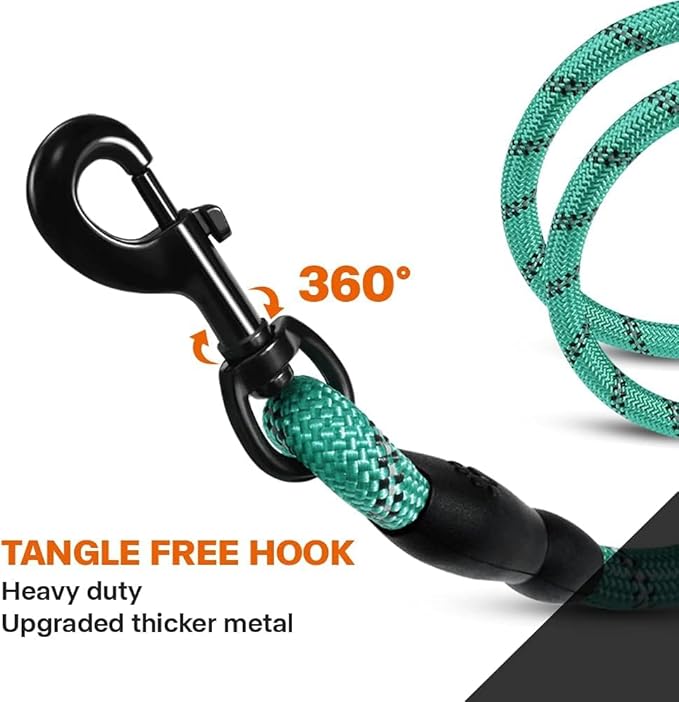 Taglory Rope Dog Leash 4 FT with Comfortable Padded Handle, Highly Reflective Threads Leash for Small Dogs, 3/8 inch, Turquoise