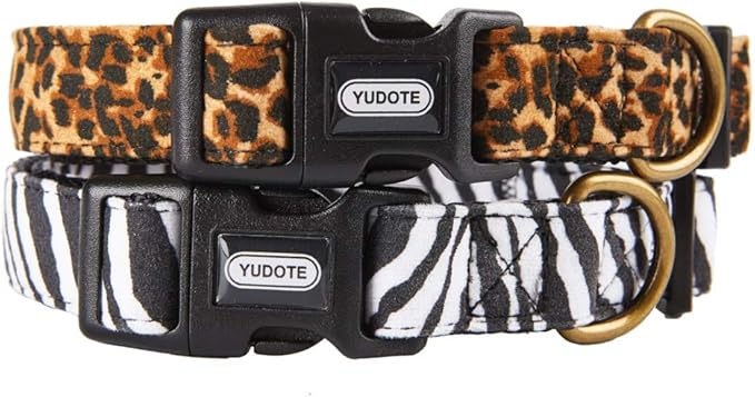 Flocking Fabric Dog Collar,Animal Print Leopard Pattern Pet Collar for Puppy (Small)
