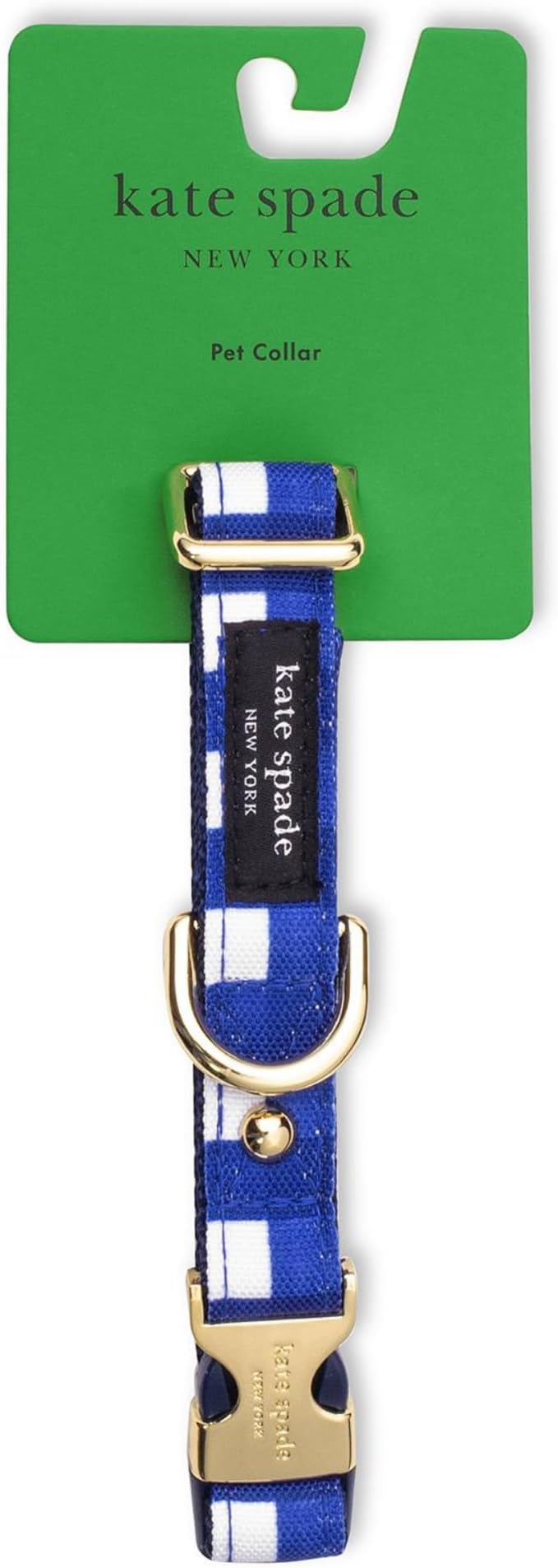 kate spade new york Cute Dog Collar with Gold Metal Details & Plastic Buckle, 10.5” to 13.5” Adjustable Dog Collar for Female or Male Dogs, Small to Medium Dogs, Navy Gingham