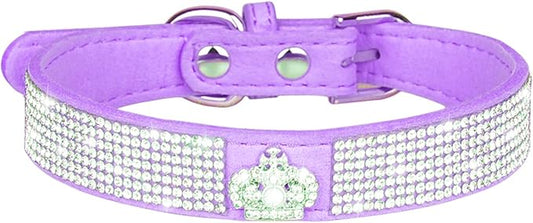 Cute Dog Collar with Bling Rhinestone, Fancy Crystal Diamond Glitter Pretty Jewel Soft Cat Collars for Small Medium Large Breed Dogs Girl Female Pet Puppy Kitten Terrier (L, Purple5)
