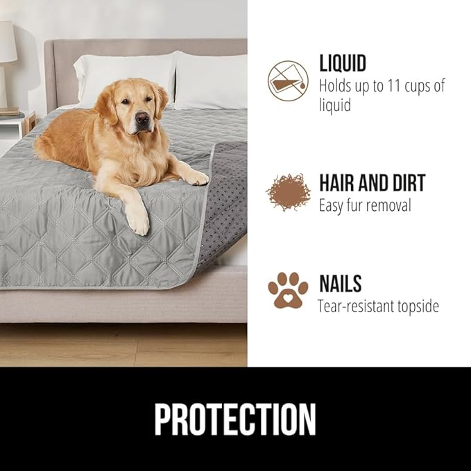Gorilla Grip Waterproof Dog Bed Cover, Pet Blanket for Furniture, Sofa, Couch, Crate, Car, Sofa Throw Essential for Cats and Dogs, Tear and Slip Resistant Leakproof Cushion Cover, 30x70 Light Gray
