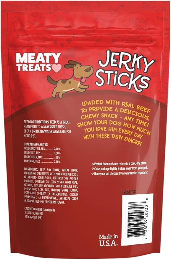 Meaty Treats Beef Flavored Jerky Sticks Dog Treats, 2.5-oz. (Pack of 8)