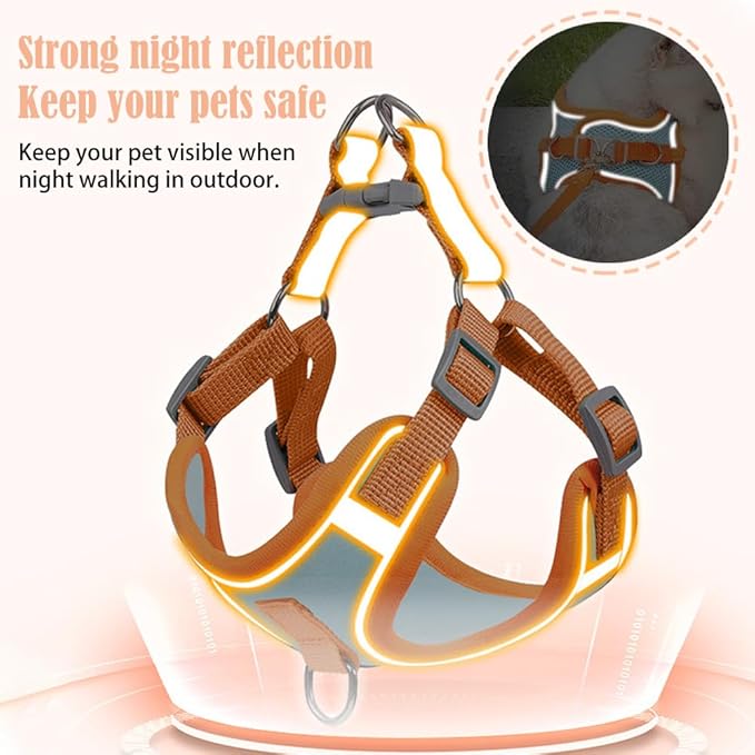 Cat Harness and Leash Escape Proof Adjustable Cat Leash Breathable Cat Vest Harness with Reflective Strips for Small Kitten Puppy Rabbit Orange and Blue (s)