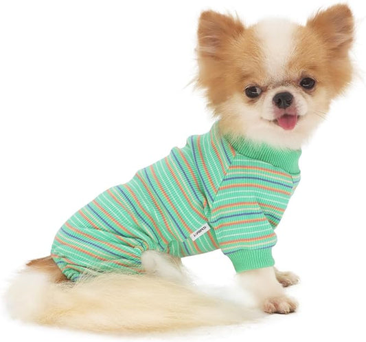 LOPHIPETS Dog Pajama Onesie for Small Chihuahua Yorkie Poodle Clothes Apparel-Green/M