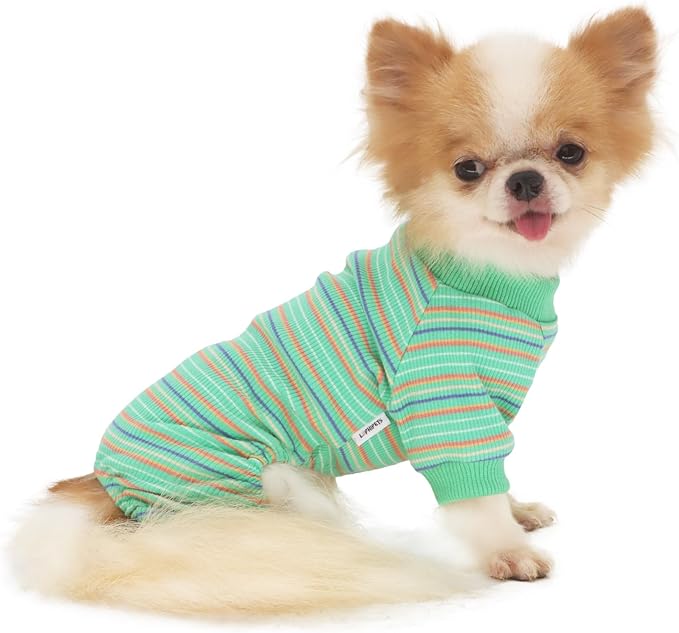 LOPHIPETS Dog Pajama Onesie for Small Pomeranian Clothes Apparel-Green/L