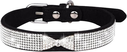 Cute Dog Collar with Bling Rhinestone, Fancy Crystal Diamond Glitter Pretty Jewel Soft Cat Collars for Small Medium Large Breed Dogs Girl Female Pet Puppy Kitten Terrier (L, Black4)