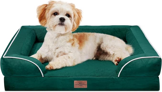 Comfort Expression Small Dog Beds Waterproof Orthopedic Foam Dog Sofa Beds for Small Dogs Comfy Pet Bed with Washable Removable Cover & Non-Slip Bottom(X-Small,Emerald)