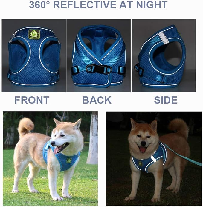 leconpet Step in Dog Harness, Vest Harness and Leash Set for Small Medium Dogs, Puppy Harness, Mesh Reflective Dog Harness Vest (True Navy, S)