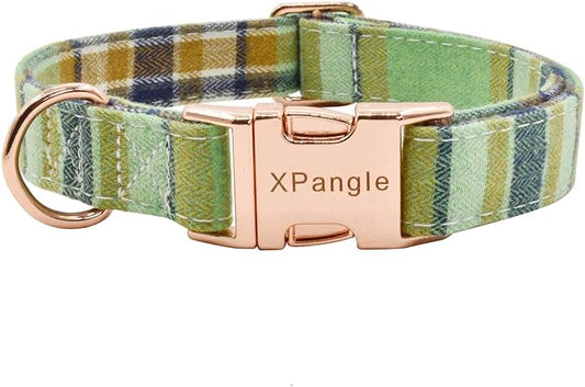 Metal Buckle Dog Collar, Durable Adjustable Dog Collar Soft for Small Medium Large Dogs (Green, L(15-23in)