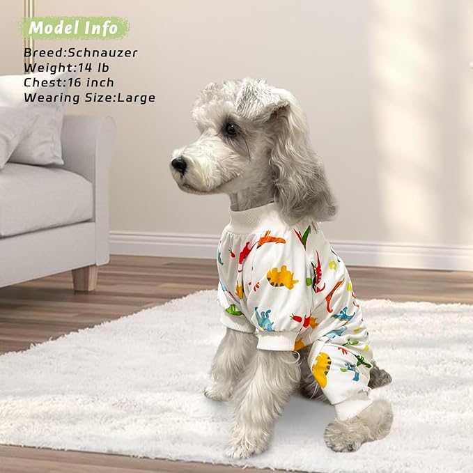 XPUDAC 4 Pack Dog Pajamas Soft Strechy Summer Doggie Clothes for Small Medium Dogs Boy Girl Cat Apparel-Mediwum