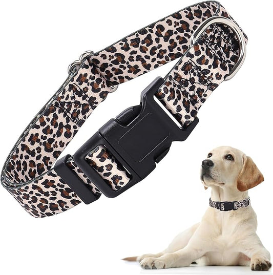 Leopard Dog Collar for Girl Boy Dogs, Adjustable Soft Male & Female Pet Collar for xs Small Medium Large Dogs (Leopard XS)