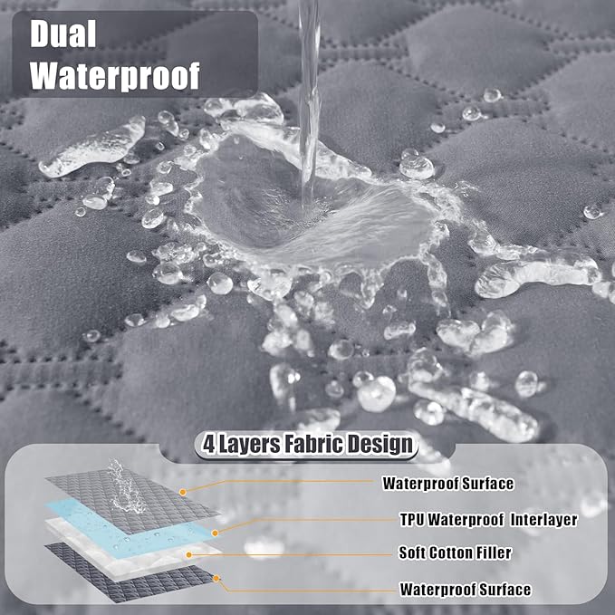 Smiry Waterproof Dog Bed Cover Blanket, Soft Reversible Pet Blanket, Washable Leakproof Cats Dogs Couch Cover for Sofa, Couch, Furniture (82x120 Inch, Grey/Dark Grey)