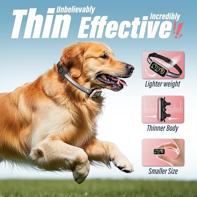Bark Collar, Dog Bark Collar for Large Medium Small Dogs, Smart Barking Collar, Effective Anti Bark Collars for Dogs, Automatic Bark Collar Adjustable Beep Vibration Modes & 7 Sensitivity Pink