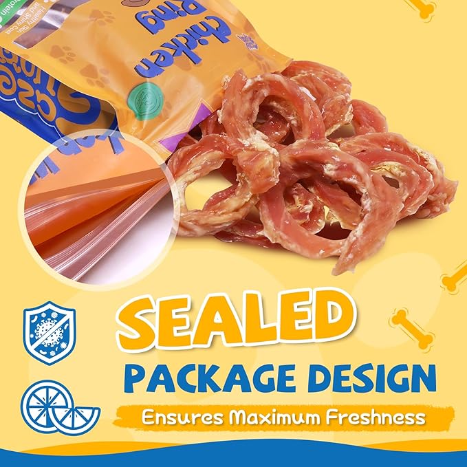 Dog Treats Chicken Jerky Rings, Natural Chicken Breast, Healthy Training Rewards for Dogs w/Glucosamine Chondroitin