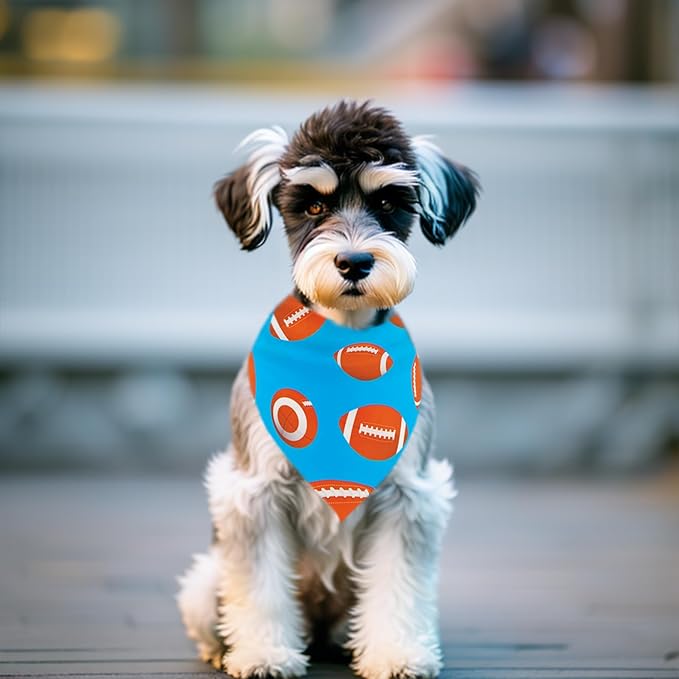 7 PCS Small Dog Bandanas Football 25 Inch American Football Dog Bandana for Medium Dogs Cats Large Scarves for Game Day Grooming M