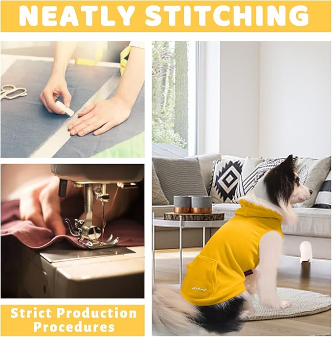 2 Pieces Basic Dog Hoodie, Premium Spring Summer Dog Vest Sweatshirt with Pocket & Leash Hole, Soft & Comfy Puppy Sweatshirt Suitable for All Small Medium Large Breeds, Blue + Yellow(XX-Large)