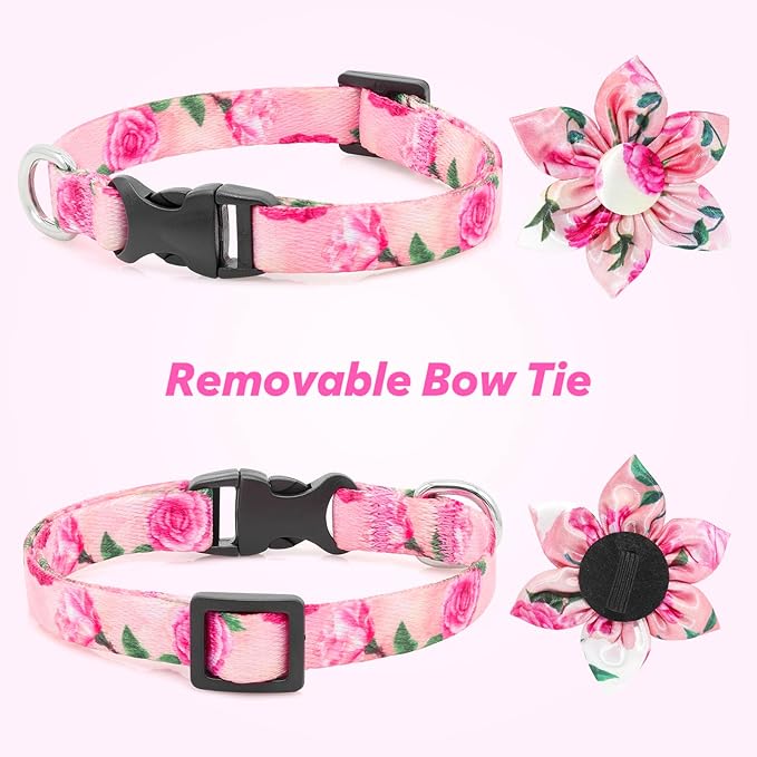 XS Dog Collar Fancy Floral Boy Dog Collar with Sunflower Bowtie Dog Collar for Cute Boy Male Cats Dogs Puppy Collars for Litter