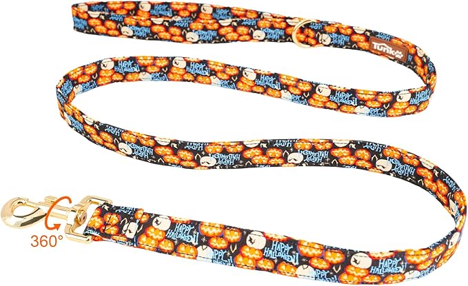 Tunkoo Happy Halloween Dog Leash with Pumpkin - Durable, Stylish, and Available in Small, Medium, Large Daily Walking M